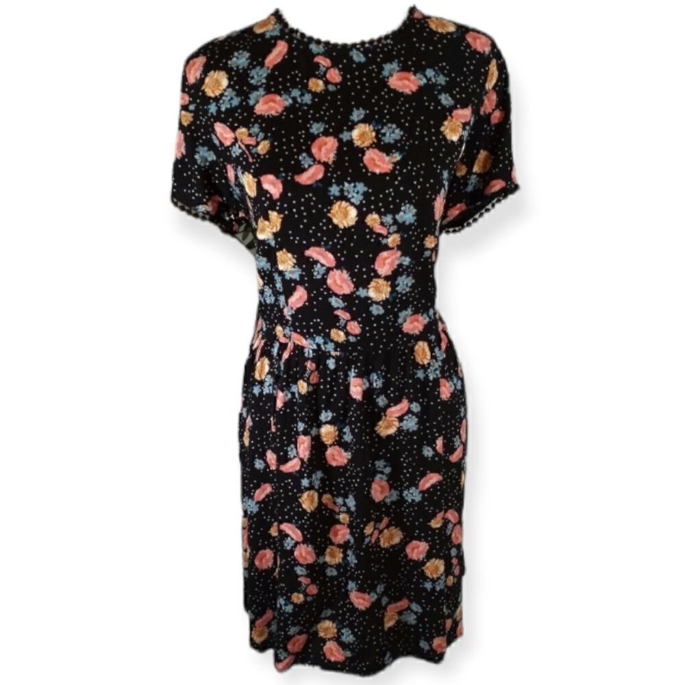 XHILARATION BLACK FLORAL DRESS SZ.L EUC